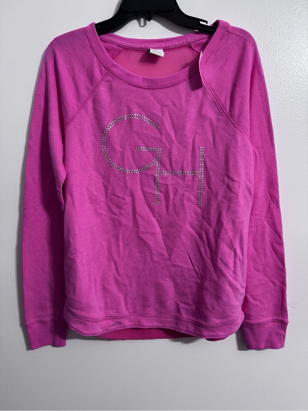 Gilly Hicks Bright Pink Rhinestone Logo Sweatshirt